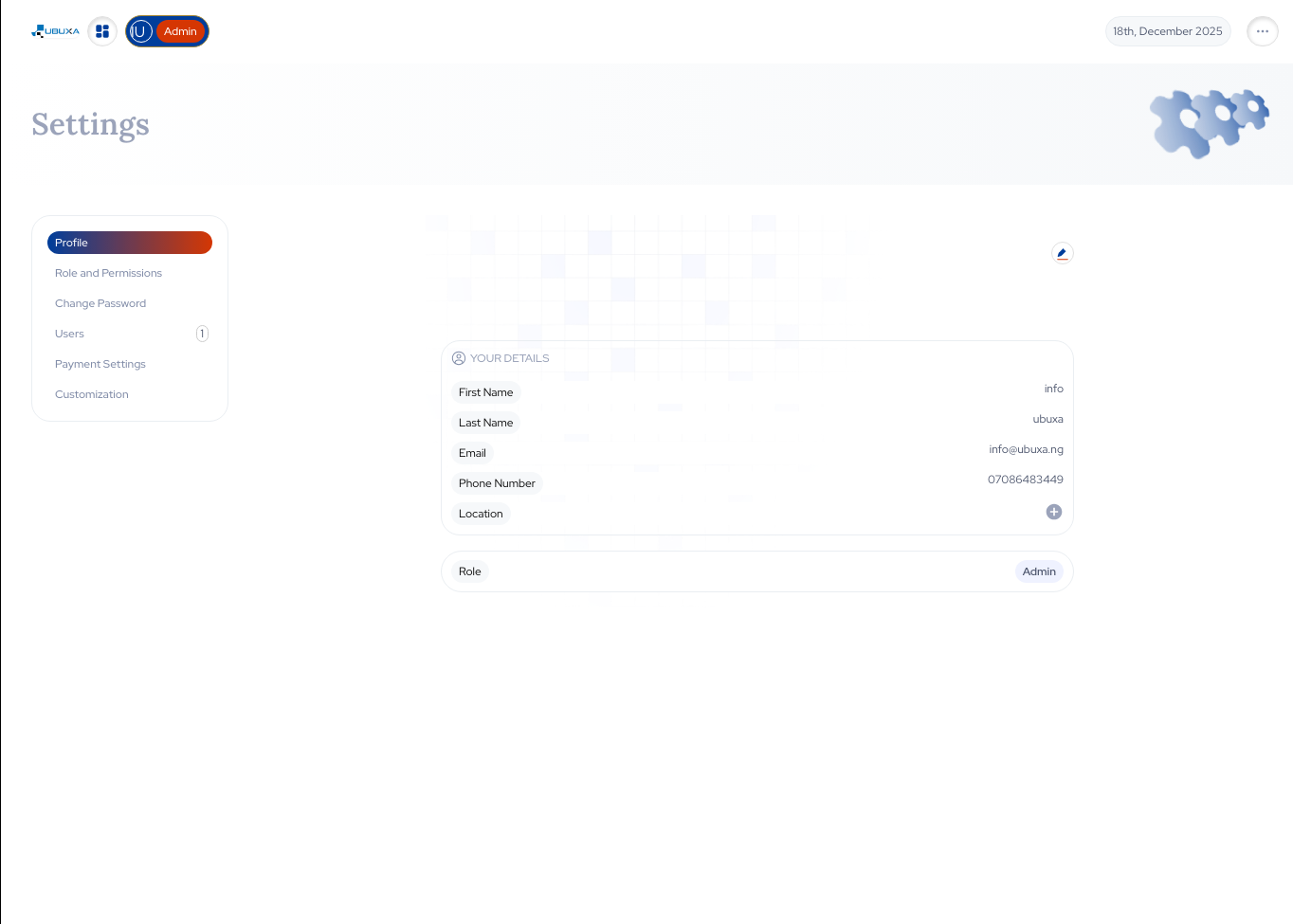 Admin Settings & Control